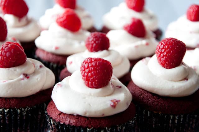 Red Velvet Cupcake with Raspberry Marshmallow Frosting | www.housewivesofriverton.com