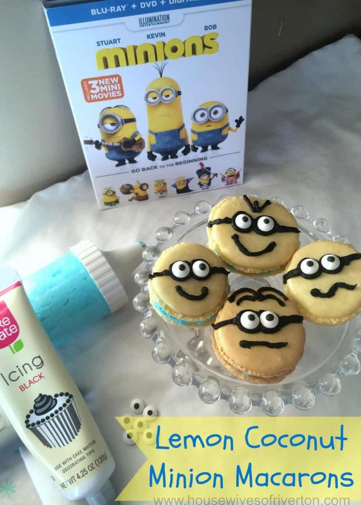 Lemon Coconut Minion Macarons are a fun and delicious treat for your family Minions movie night! #Ad #MinionsMovieNight