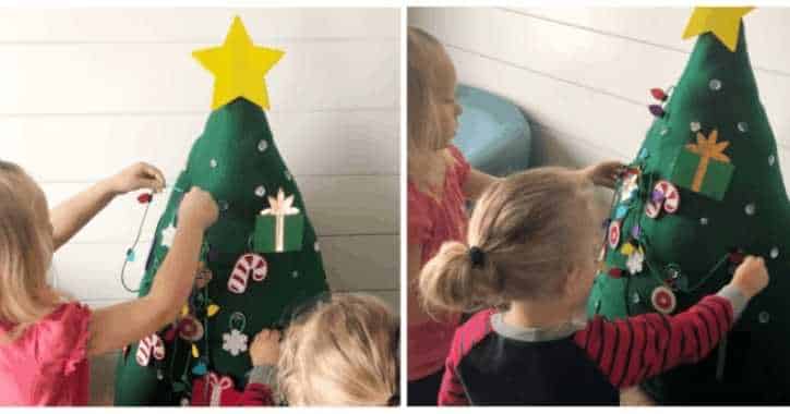 Kids decorating felt christmas tree