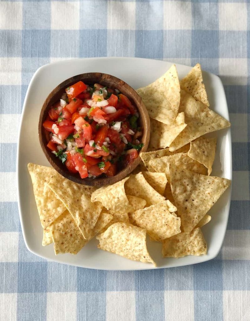 Homemade Pico de Gallo with tortilla chips
