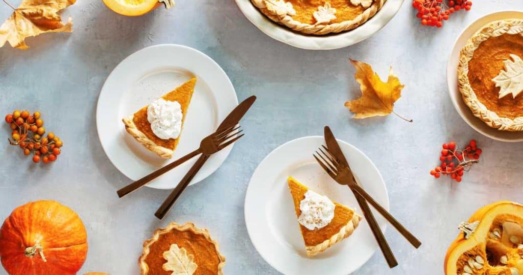 Pumpkin Pie slices on a table