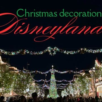Christmas Decorations on Main Street USA in Disneyland. Nighttime view.